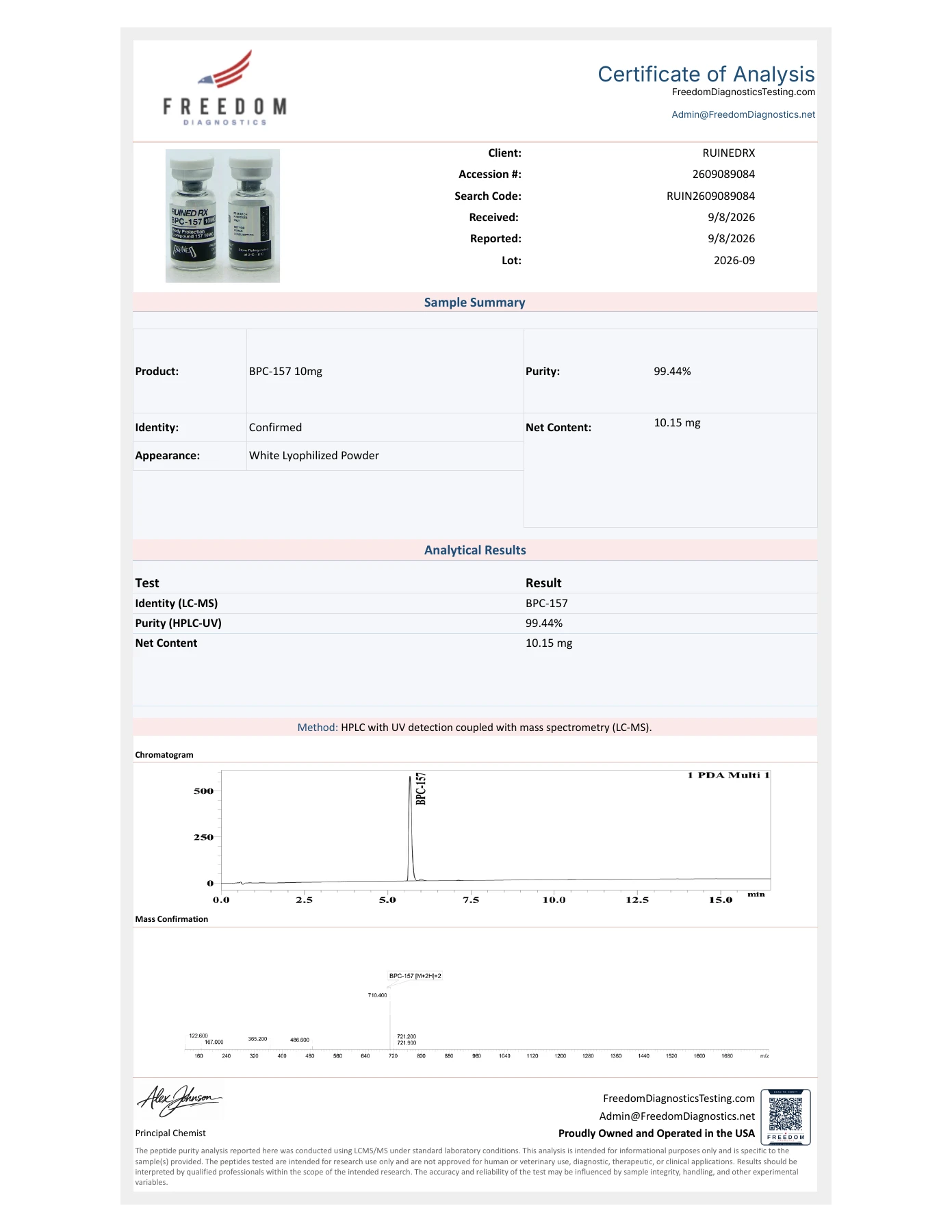 BPC-157 10MG laboratory report preview