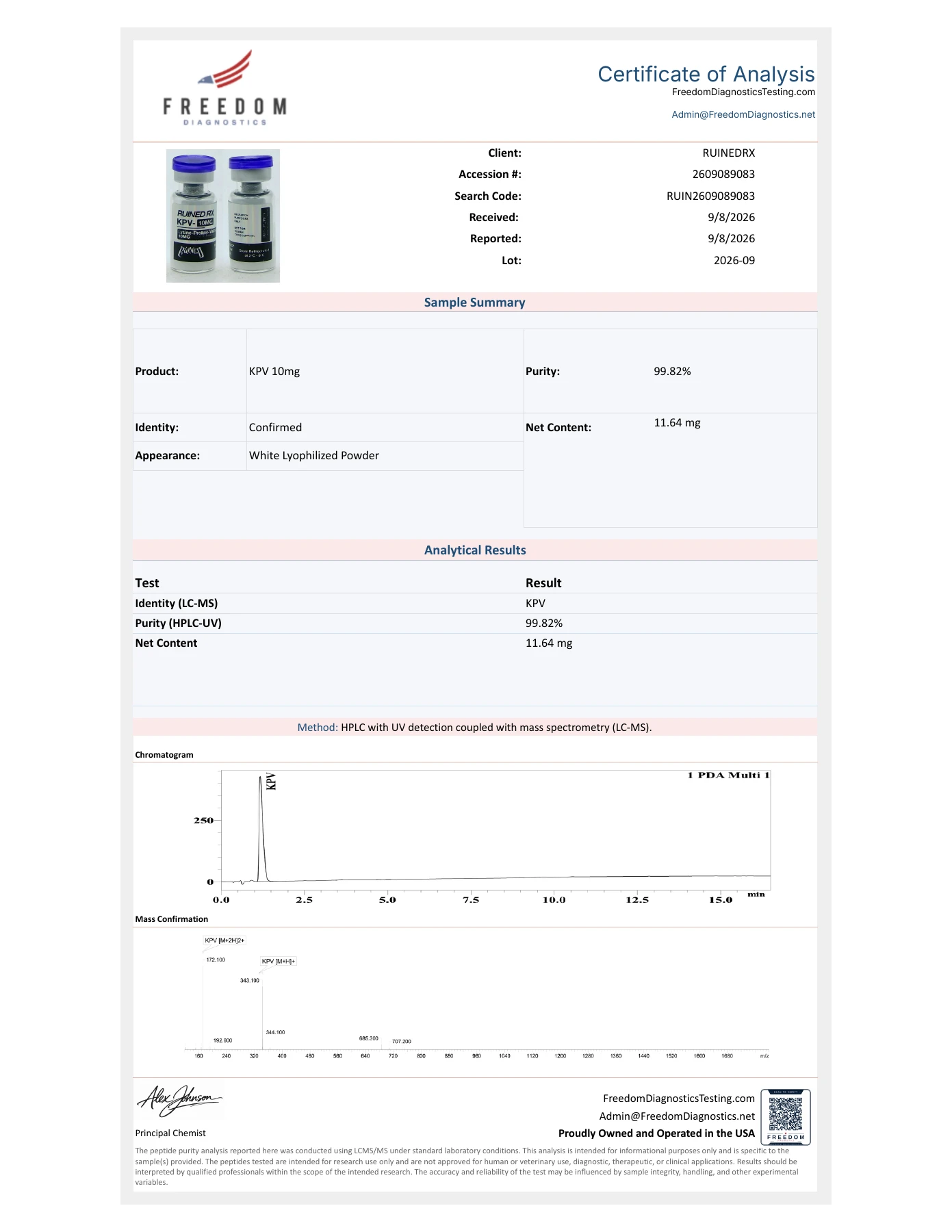 KPV 10MG laboratory report preview